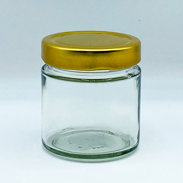 212ml Glass Jam Jar & Deep Screw  with  Gold Lid