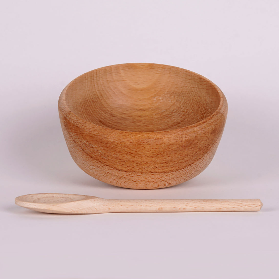 Small Wooden Bowl with Spoon